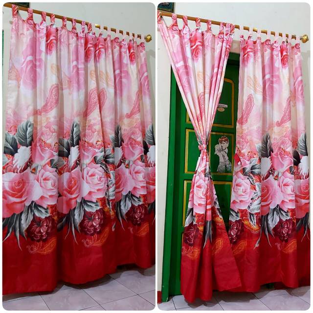 Gorden Tali Bunga Merah Pink