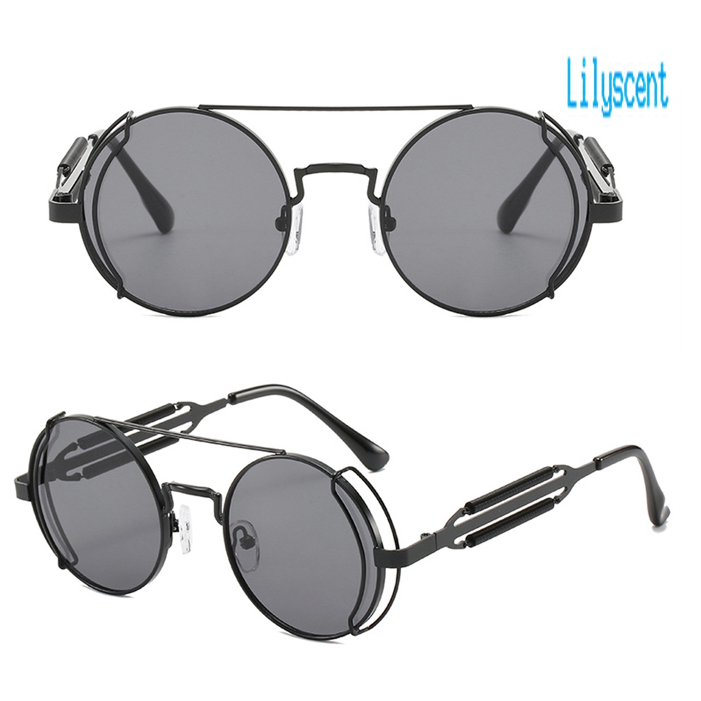 Lily Kacamata Frame Metal Bulat Gaya Retro Vintage Cyberpunk Untuk Pria / Wanita