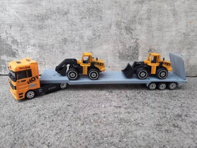 Diecast set Truck Konstruksi Buldozer Excavator Trailer Anak Edukatif