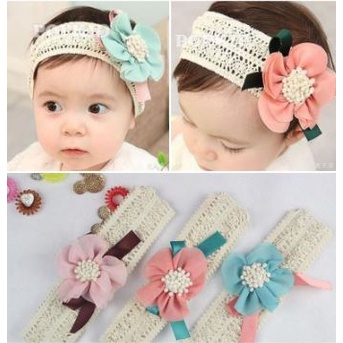 Bandana Bayi Headband Hiasan Rambut Anak Lace Vintage Motif Bunga