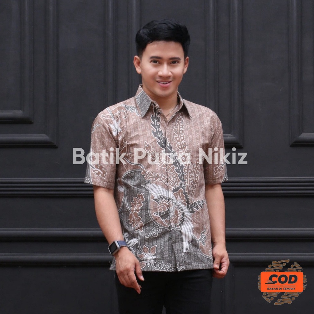 (COD) Kemeja Batik Pria Lengan Pendek Hem Seragam Original Size M L XL XXL
