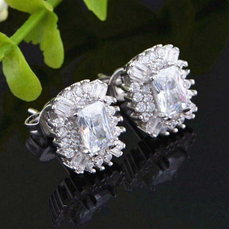 Bling Bling Women's Stud Earrings OL Style Fashion Versatile Geometric Cubic Zirconia Earring High Quality Trendy Jewelry