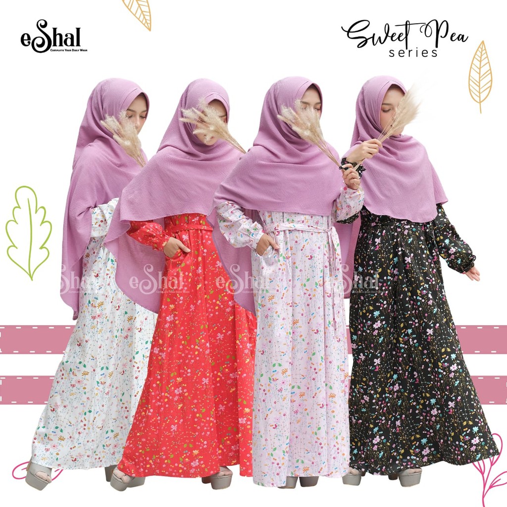 Gamis Syari Dewasa Terbaru Sweet Pea Series By Eshal