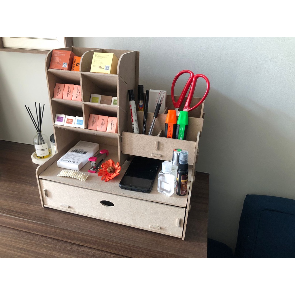 Mega_1688 Rak Pen Holder 6 Layer Grid Tempat Pulpen Alat Tulis Remot Kosmetik Meja Desk Organizer Dekstop Stationery Pen Holder 1006