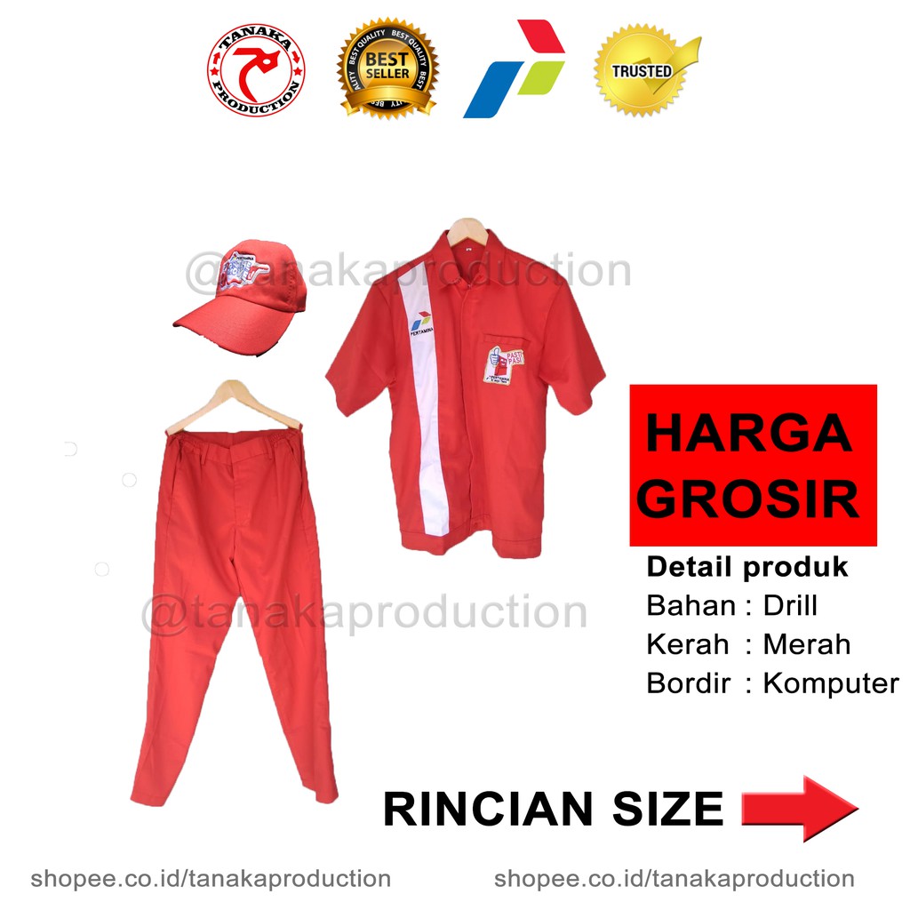  Seragam  Pertamina  I Seragam  SPBU Satu Set Lengkap Baju  