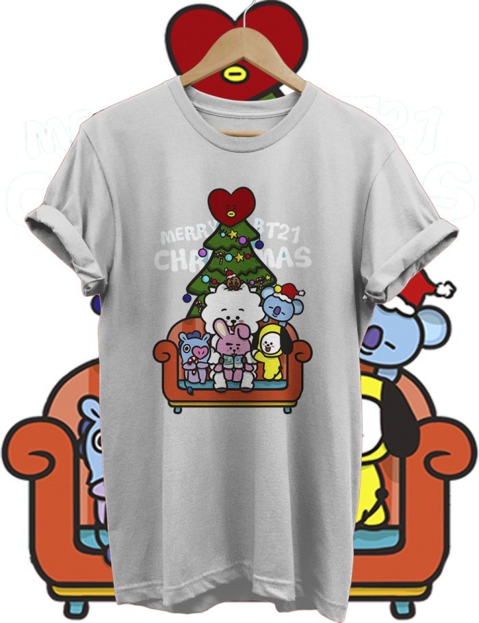 KAOS NATAL BT21 DUDUK BAJU BTS NATAL CHRISTMAS COMBED 30S KATUN COMBED 30S