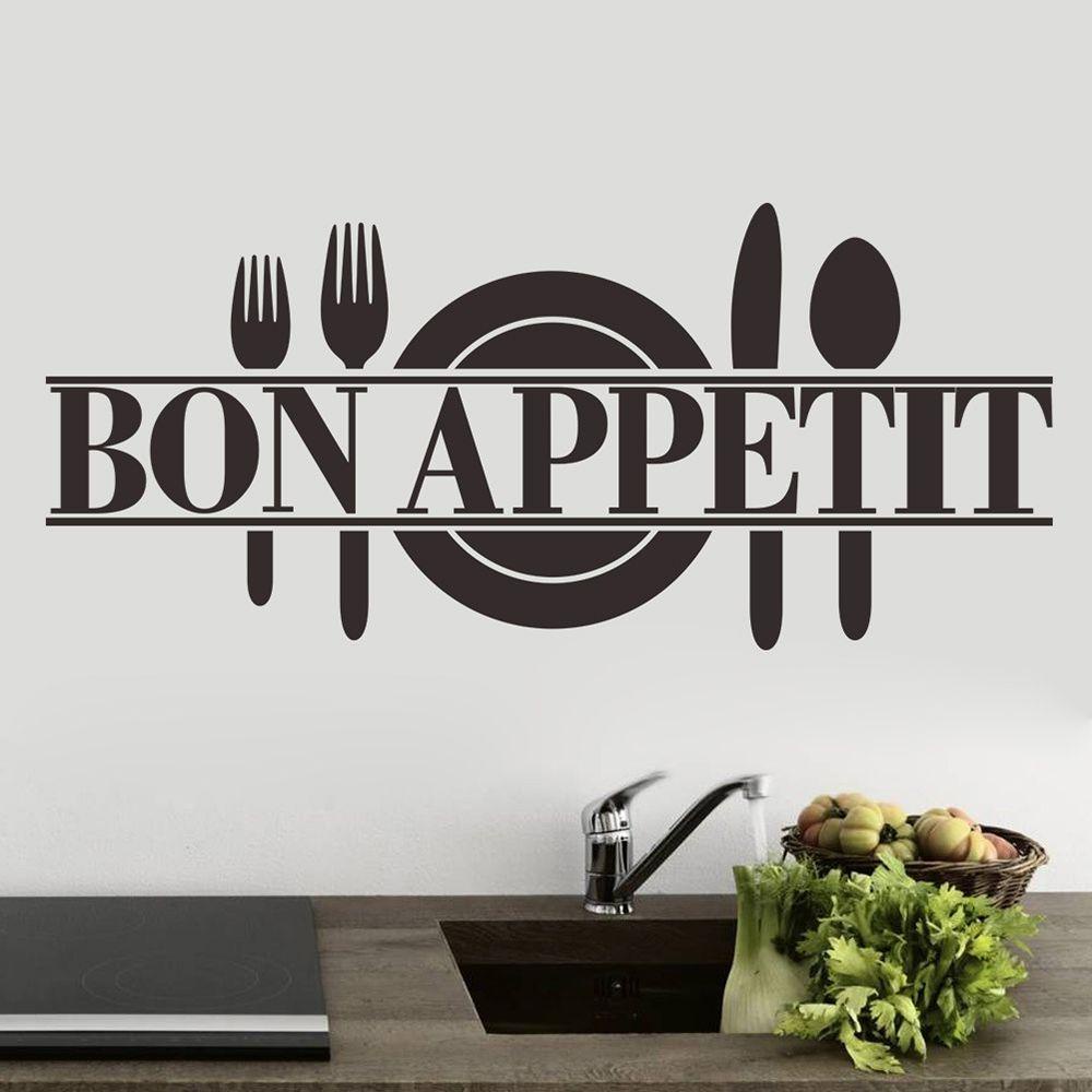 Populer 1PC Bon Appetit Removable Poster Perekat Diri Dekorasi Rumah Huruf Decals