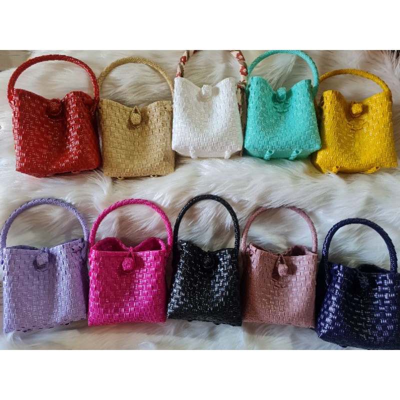 (TANPA ACCESORIES) READY Cube Bag Tas Jali Tas Jaly Tas Anyaman Plastik Premium Warna Pastel