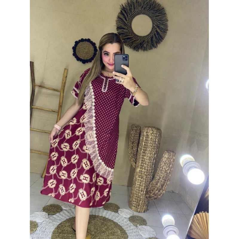 TERBARU | DASTER ARAB MOTIF | DASTER BUSUI RESLETING DEPAN | DASTER KEKINIAN-Maroon