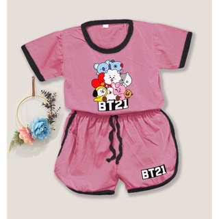 SALE SETELAN PLAYSET CUPA CUP BAJU ANAK KARAKTER / SET ANAK BALITA KARAKTER / SETELAN ANAK UNISEX-SET BT21 - DUSTY