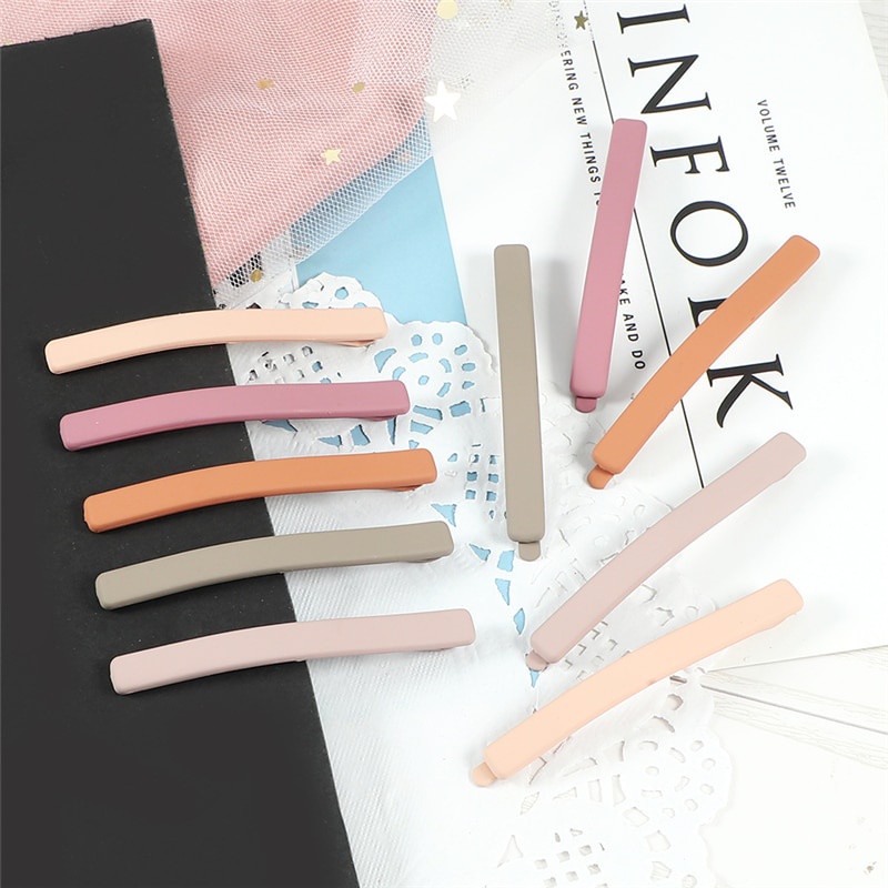 1pc/1set Jepit Rambut Korea Poni Simple Jepit Cewek Korea Jepit Cantik /Jepitan Rambut Gaya Korea Matte Warna Warni / Korea Fashion Wanita Hairclip Aksesoris