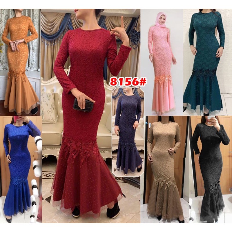 8156#All size ,, gaun panjang duyung fashion import