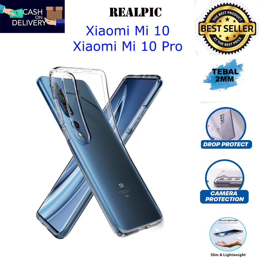 Case Xiaomi Mi 10 / Xiaomi Mi 10 Pro Casing Clear HD KETEBALAN 2MM BENING TRANSPARAN TPU Premium Sof