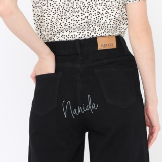 Nanida Celana  Boyfriend  Jeans Kulot Hitam  Wanita Basic 