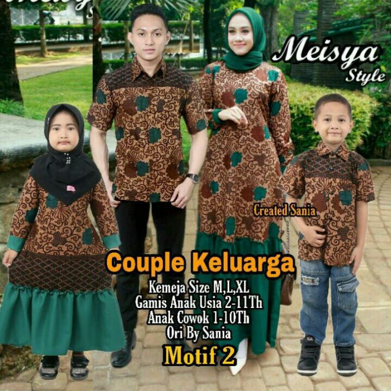 BATIK COUPLE KELUARGA sania ruffle ori ndoro jowi dnt motif Rampel hijau-2
