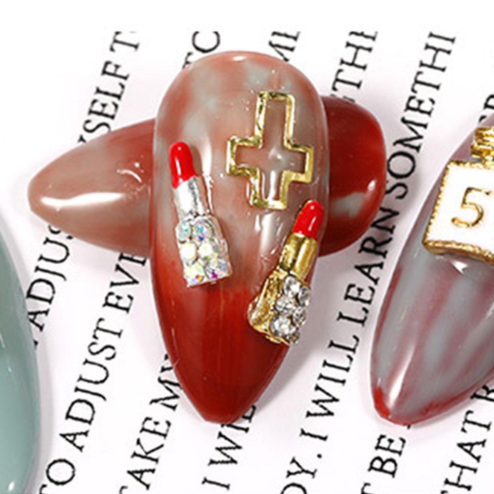 Needway Nails Charms Hiasan Kuku Logam Mewah Manikur Aksesoris Lipstik 3D Dekorasi Kuku