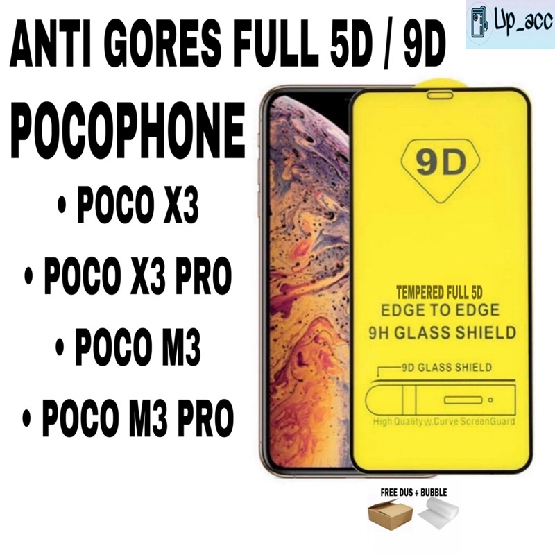POCOPHONE POCO M3 M3 PRO X3 X3 PRO Tempered Glass FULL Anti Gores Kaca Full Cover 5D 9D TG