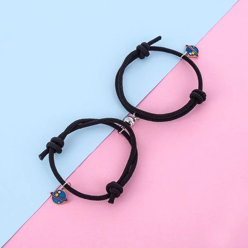 2 Pcs Gelang Couple Magnet Blue Planet Braided Couple Hand Rope Gift Jewelr ready stock cod