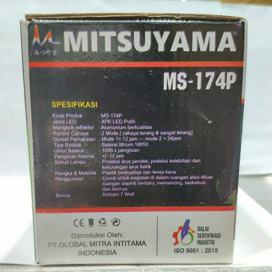 SENTER KEPALA/HEADLAMP LED MITSUYAMA MS-174P 30WATT GRATIS BOHLAM 7 WATT KUALITAS TERBAIK