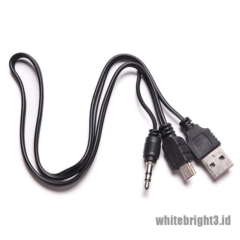 &lt; White3 &gt; Kabel Konektor Jack Audio 3.5mm USB Ke Mini USB Standar Untuk Speaker