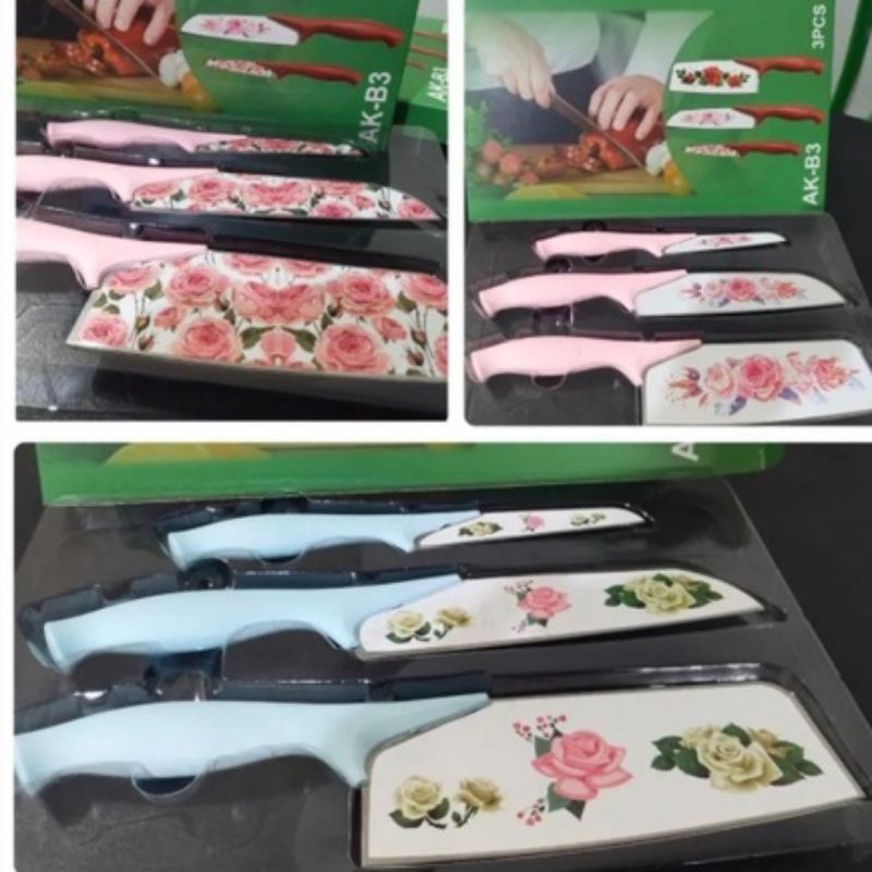 Pisau Set  keramik Dapur Motif Bunga seenak