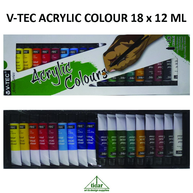 

[MR] Cat Akrilik V-Tec / V-Tech Acrylic Colour / Color Set 18 x 12 ML Tube