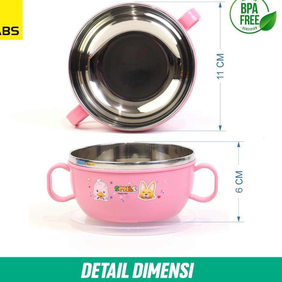 Mangkok MPASI Anak Bayi Stainless Plus Tutup Sendok