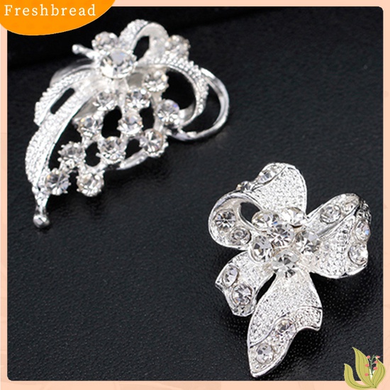 [ TERLARIS]12Pcs Women's Rhinestone Hollow Flower Butterfly Bridal Scarf Lapel Brooch Pins