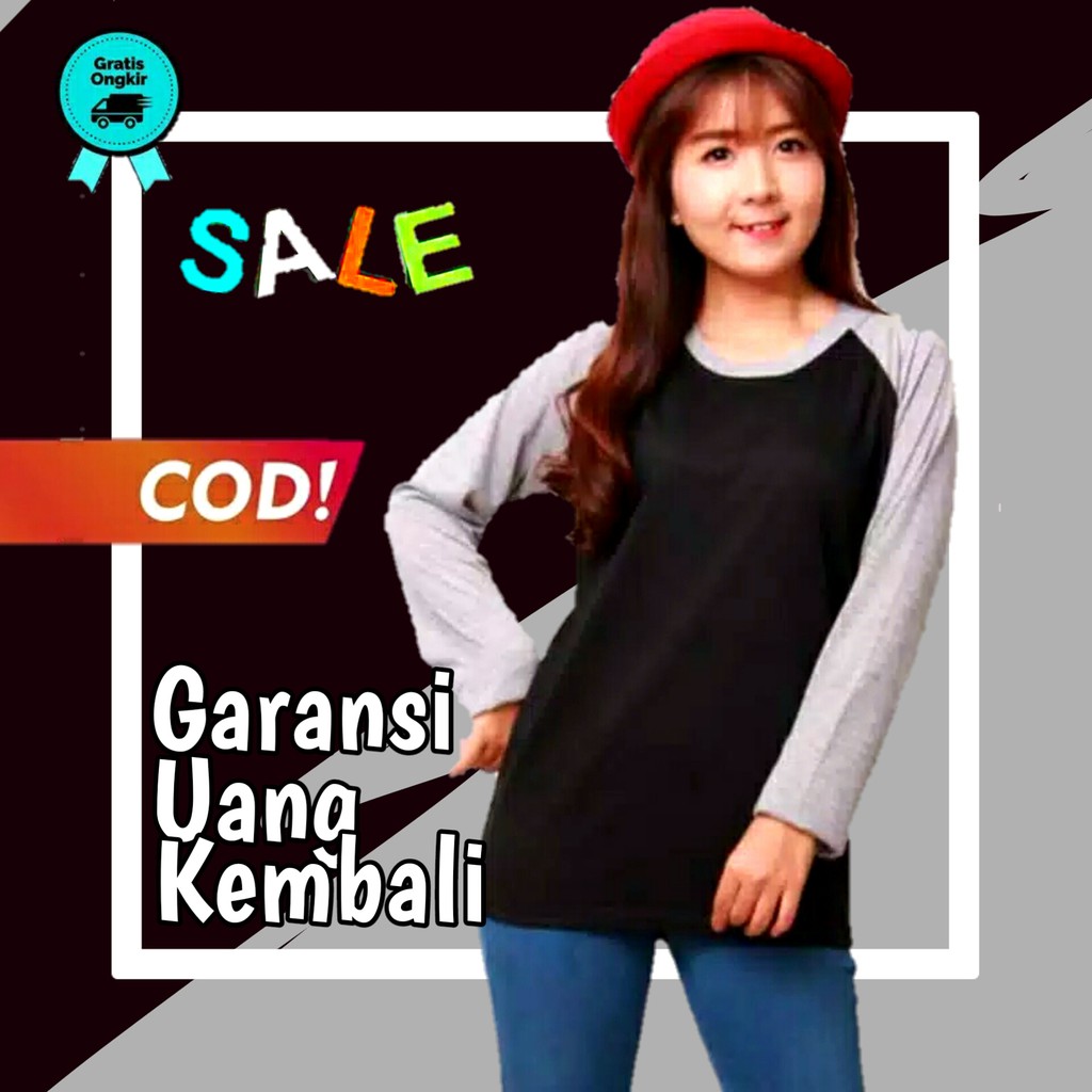 kaos raglan wanita lengan panjang baju wanita lengan panjang baju perempuan lengan panjang ke126