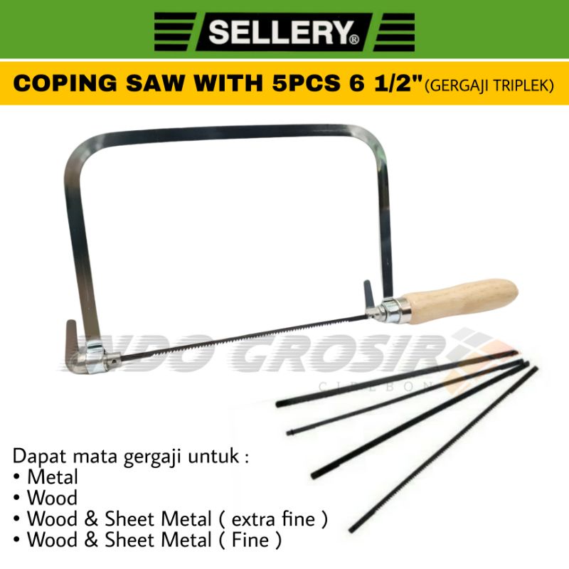 SELLERY Coping Saw Combinasi With 5pcs 6 1/2&quot; / Gergaji Kayu Triplek