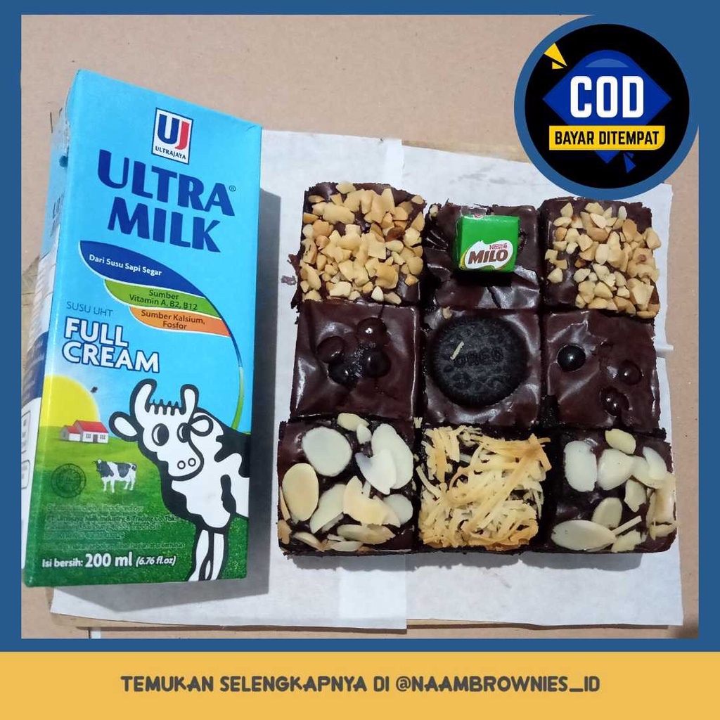 BROWNIES FUDGY DITAMBAH SUSU ULTRA 200ML BROWNIS NYOKLAT BROWNIS PANGGANG