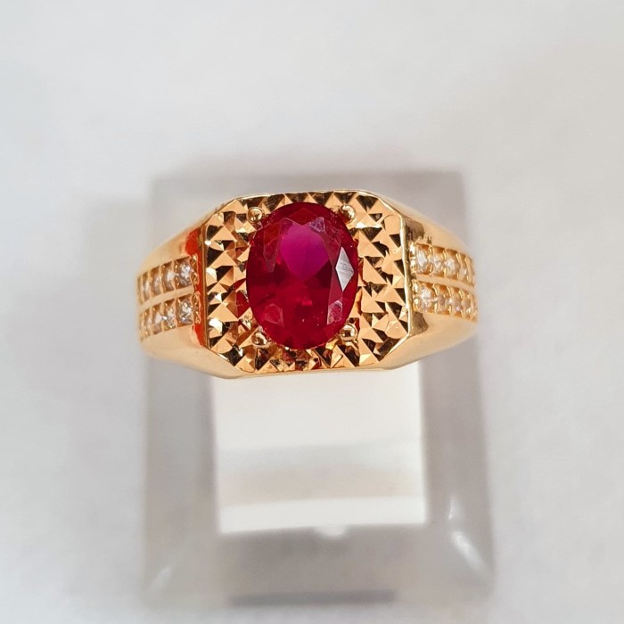 cincin cowok pria laki batu merah variasi ad emas 70% 700 70 % vari 3