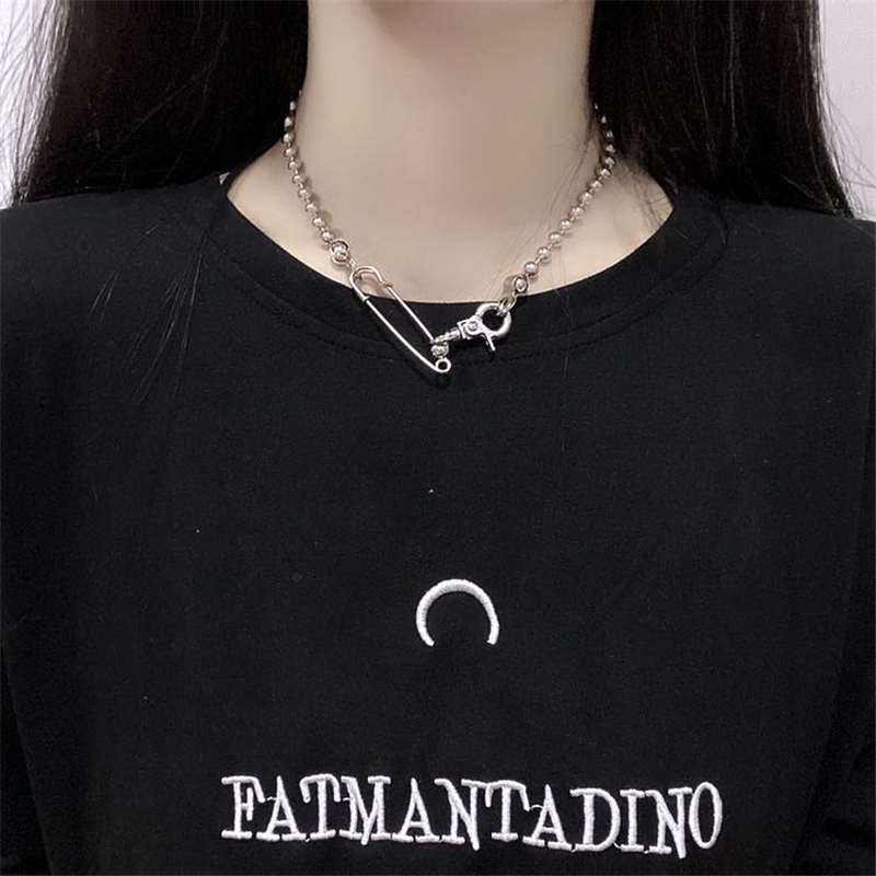 Kalung Rantai Klavikula Hias Liontin Manik-Manik Bulat Warna Silver Gaya Korea Untuk Hadiah