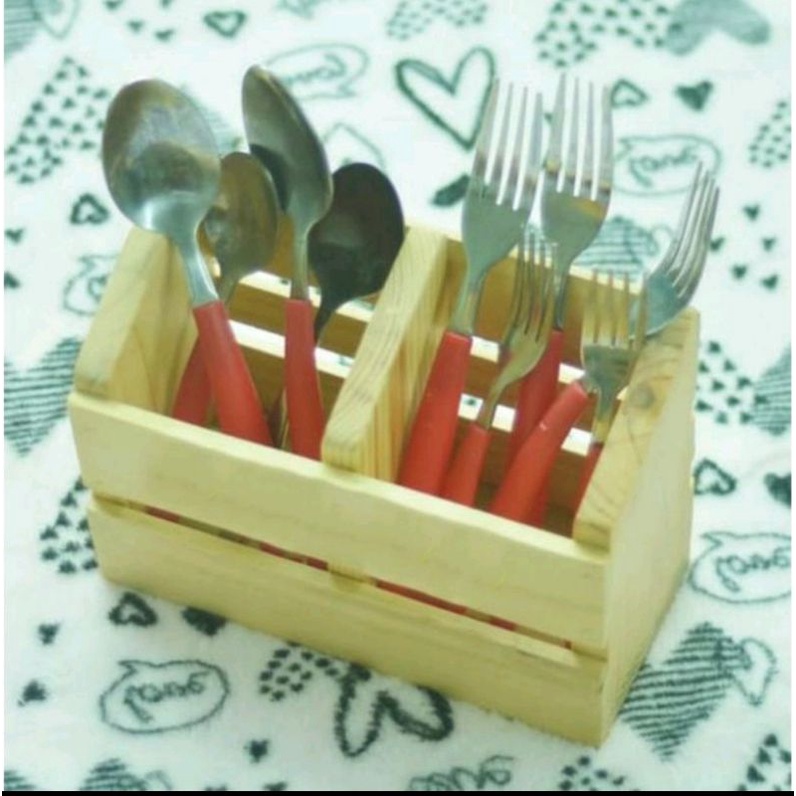 Tempat sendok dan Garpu Unik Kayu/Tempat sendok kayu/Tempat Garpu kayu/Tempat sendok dan garpu unik