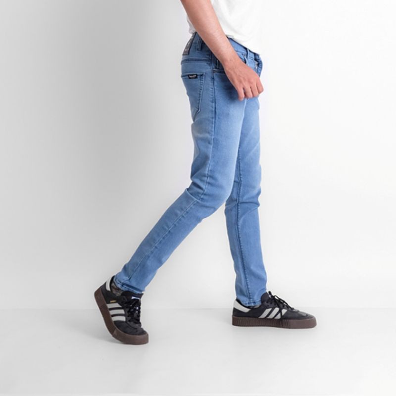 Just &amp; Co - Celana Panjang Jeans Slim Pria Tebal Premium / Celana Levis Hitam Biru