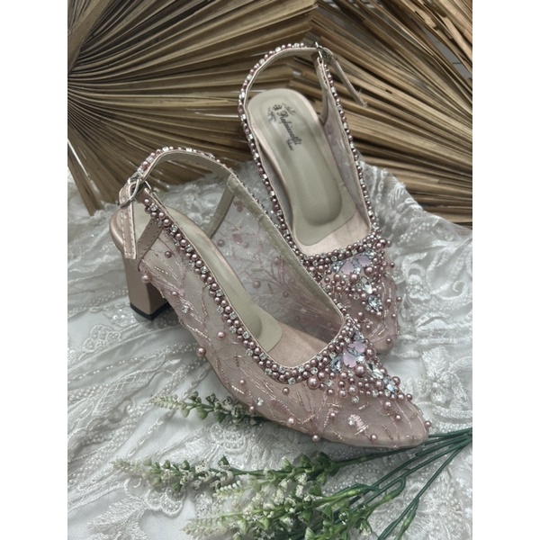 sepatu wanita wedding kiana rosegold 7cm tahu