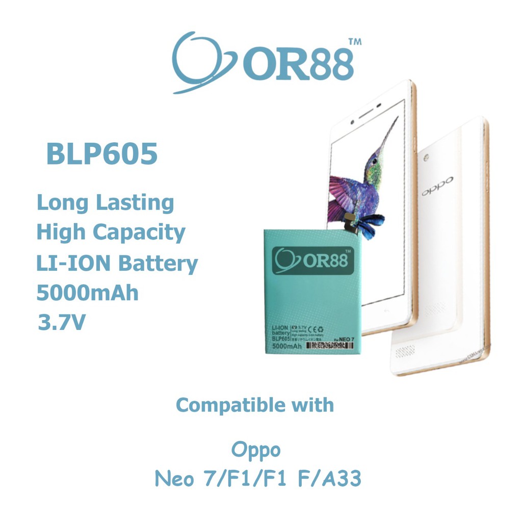 (P) Baterai batre battery Oppo Neo 7 / F1 BLP605 double power/IC OR 88