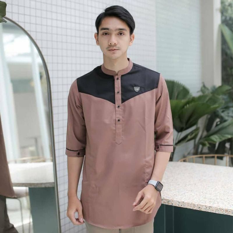 Kurta Pakistan Bahan Toyobo Lengan 3/4 Baju Koko Muslim Fashion Modern