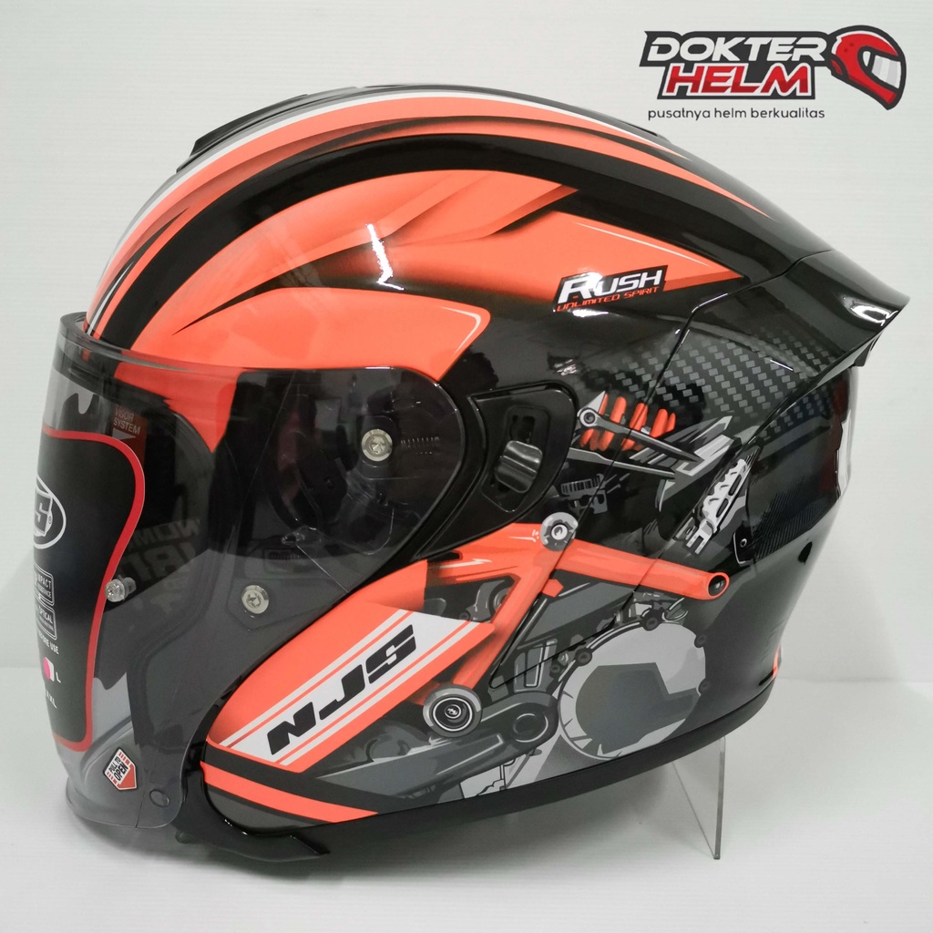 HELM NJS KAIROZ MOTIF DV RUSH BLACK ORANGE DOFF ORI SNI DOT| HELM NJS KAIROZ MOTIF-2