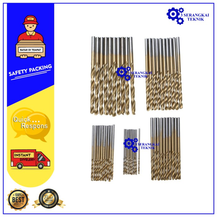 Mata Bor Power Drill Bits Titanium Coated 50 PCS