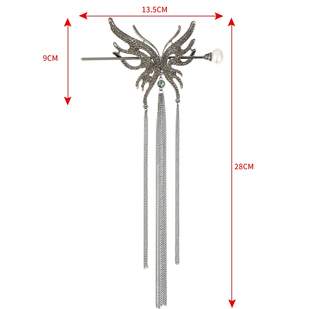 Jepit Rambut Model Rumbai Butterfly Aksen Mutiara Dan Berlian Imitasi Untuk Wanita