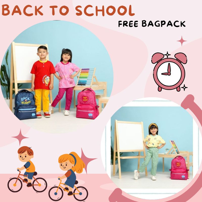 [ SET BACK TO SCHOOL ] By Cloudbee setelan anak free backpack tas sekolah anak tas anak murah setela