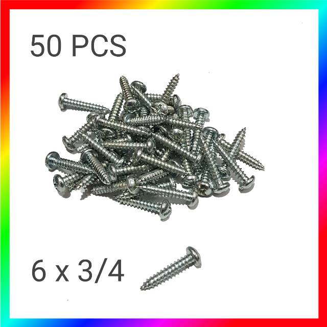 50 PCS SEKRUP CACING JP 6 X 3/4 KEPALA BULAT