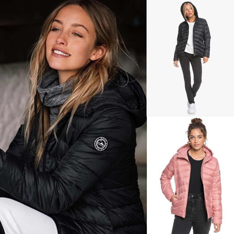 Roxy coast road lightweight packable padded hooded jacket jaket hoodie wanita // sisa ekspor