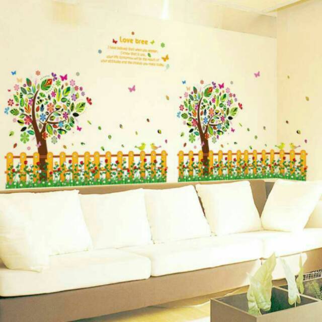 Wallsticker Beautiful Tree Fence flower Stiker dinding 