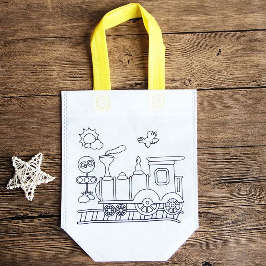 Tas Tote Bag Motif Lukisan Kartun Untuk Anak Belajar Mewarnai Melukis Grafiti
