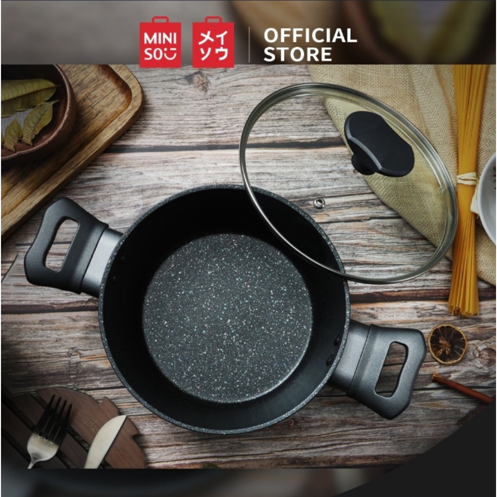 MINISO non stick soup pan 20cm / FRYING PAN CERAMIC COATED 28cm. panci miniso murah ready surabaya