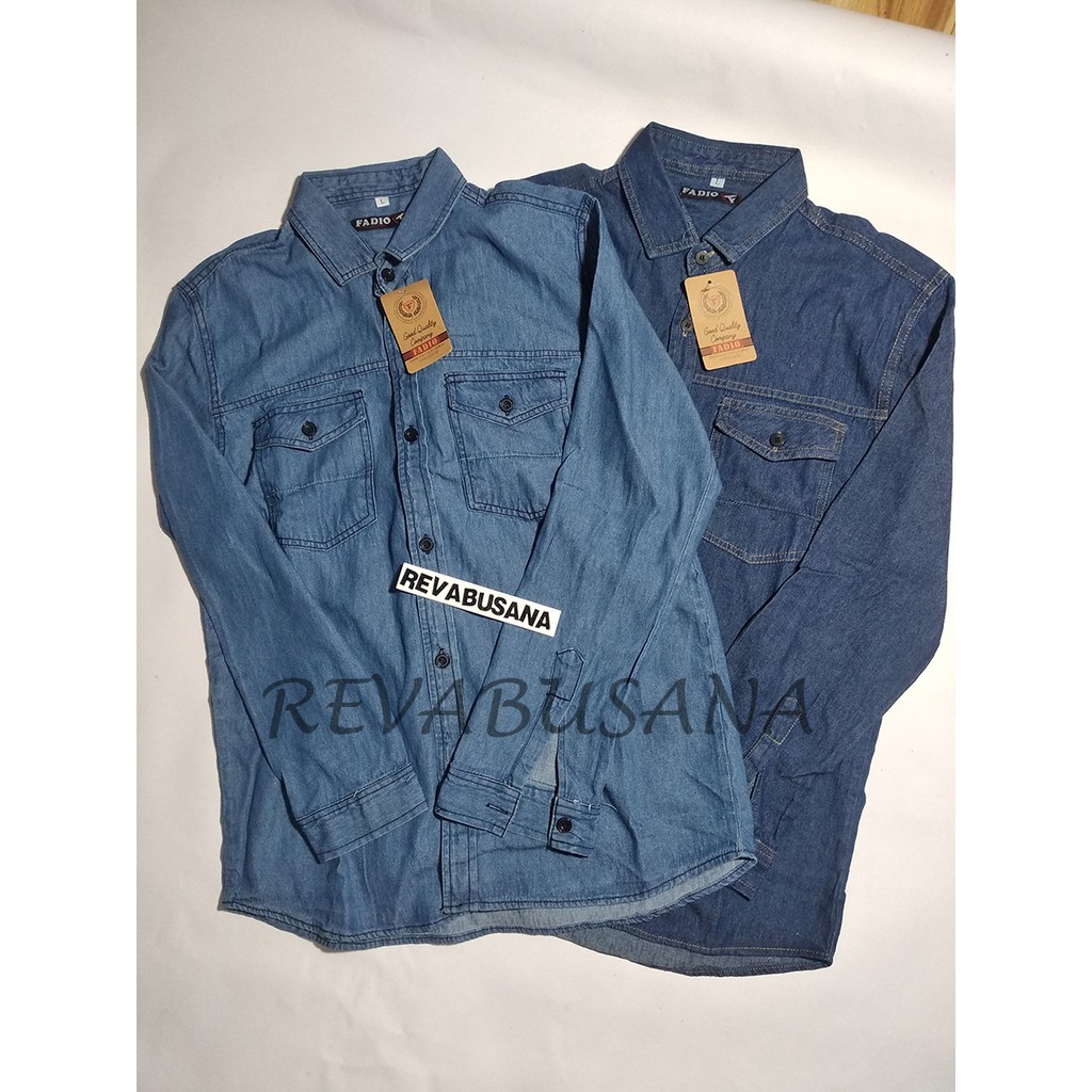 Kemeja Jeans Lengan Panjang Pendek Bahan Tebal Halus Pria