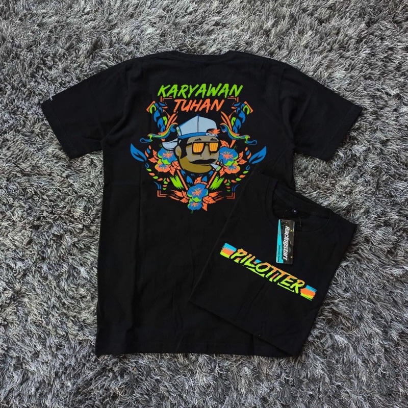 KAOS TSHIRT OVER SIZE DISTRO HITAM MOTIF RANDOM