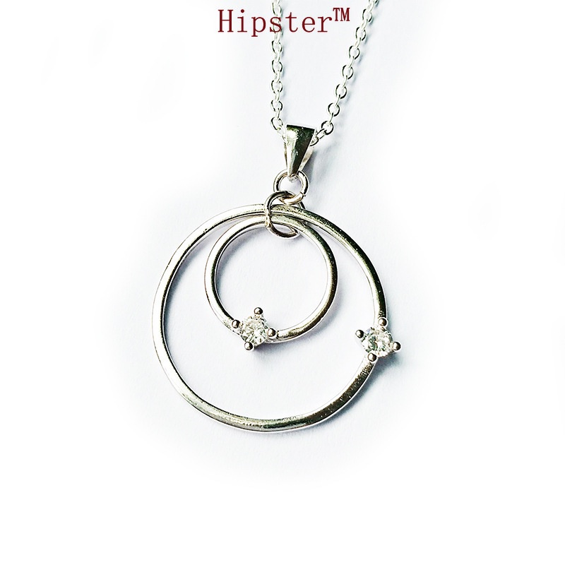 Hot Sale Simple Fashion All-Match Personalized Circle Double Ring Pendant Necklace